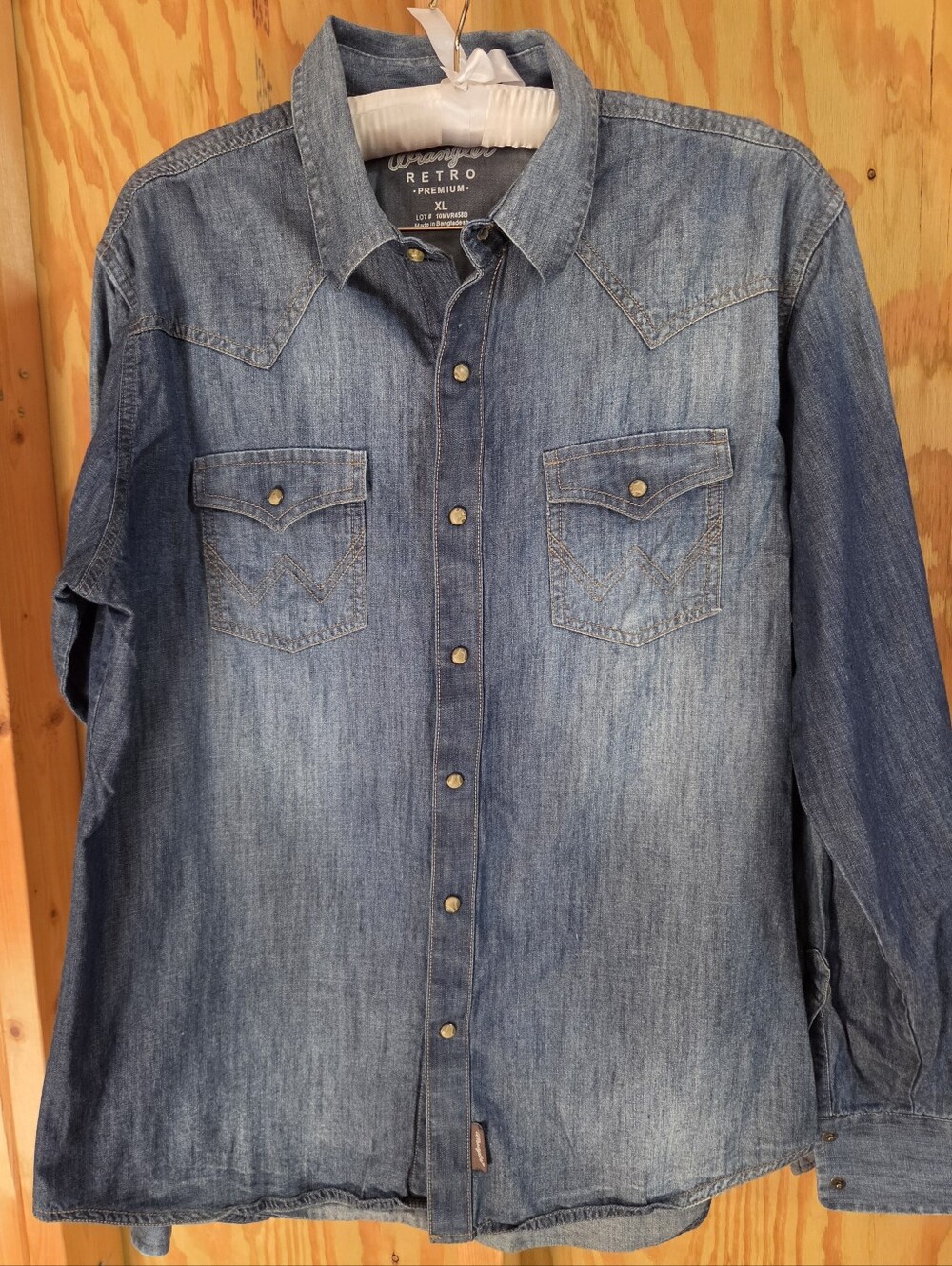 Wrangler Retro Light Blue Denim Western Shirt
